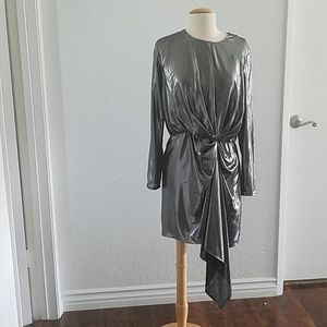 Krisa draped long sleeve mini dress